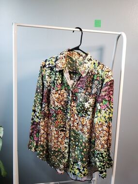 Anthropologie Floral Bloom Lightweight Button-Up Top